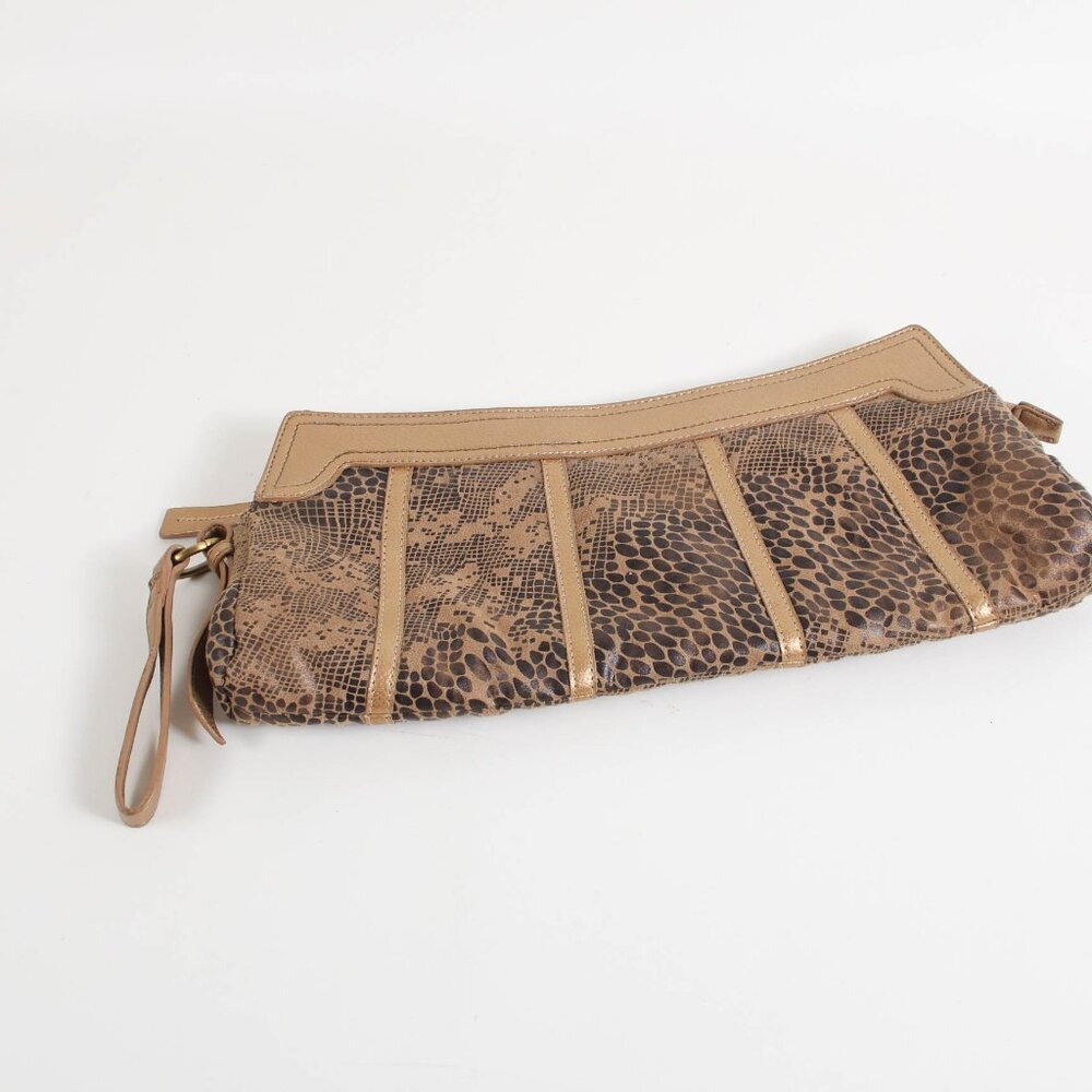 Donna Dixon Snakeskin Print Clutch with Metallic Gold Trim - Picture 3 of 8